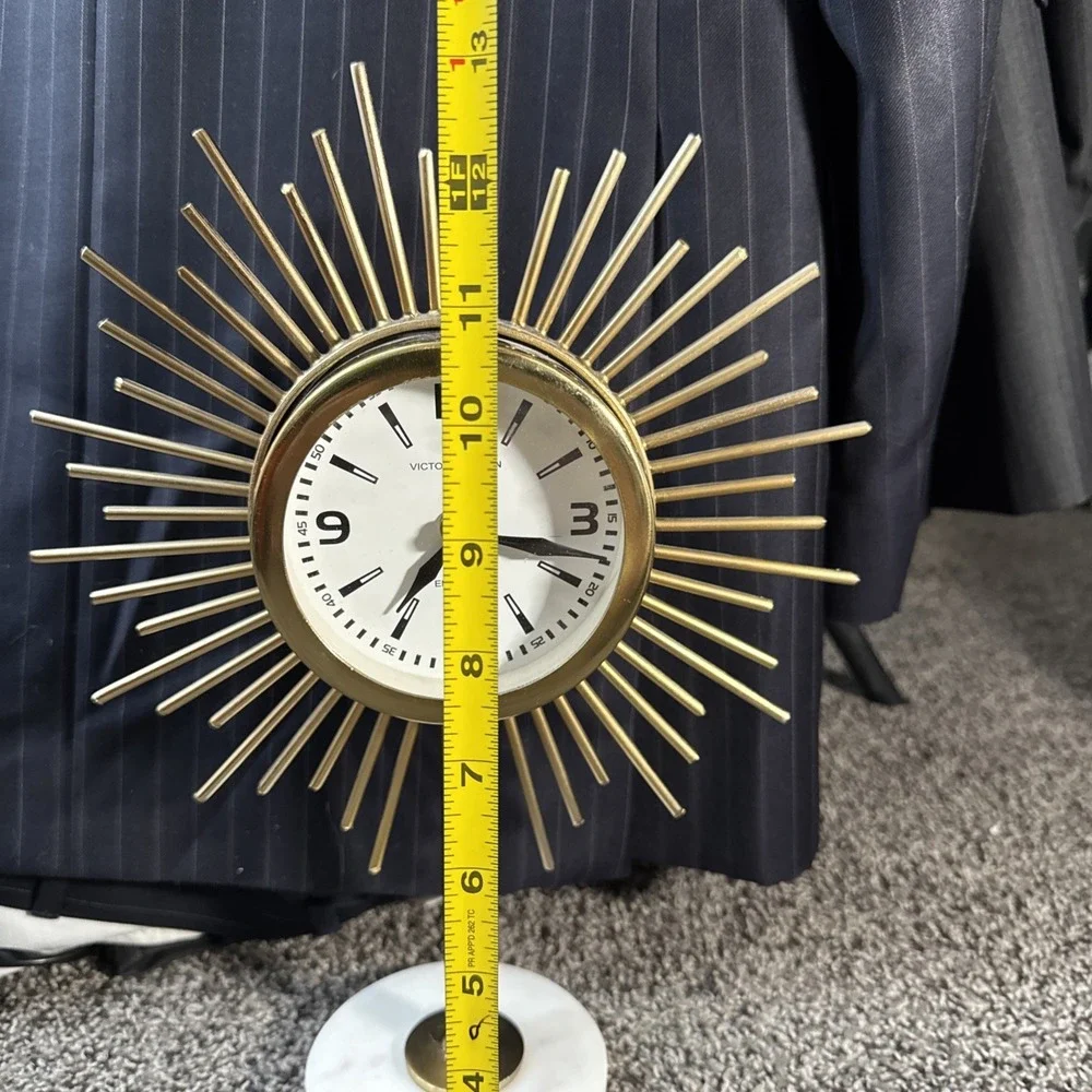 Vintage MCM Victoria Queen England Starburst Clock Marble Base Quartz